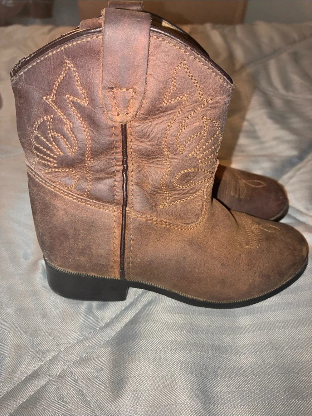 Kids Brown Leather Cowboy Boots - Classic Western Style